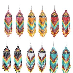 6 Pairs of Bohemian Handmade Dangling Earrings With Tags